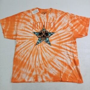 METALLICA KING NOTHING BAND ORANGE TIE DYE ROCK RARE T-SHIRT MEN'S SIZE XL‎ NWOT